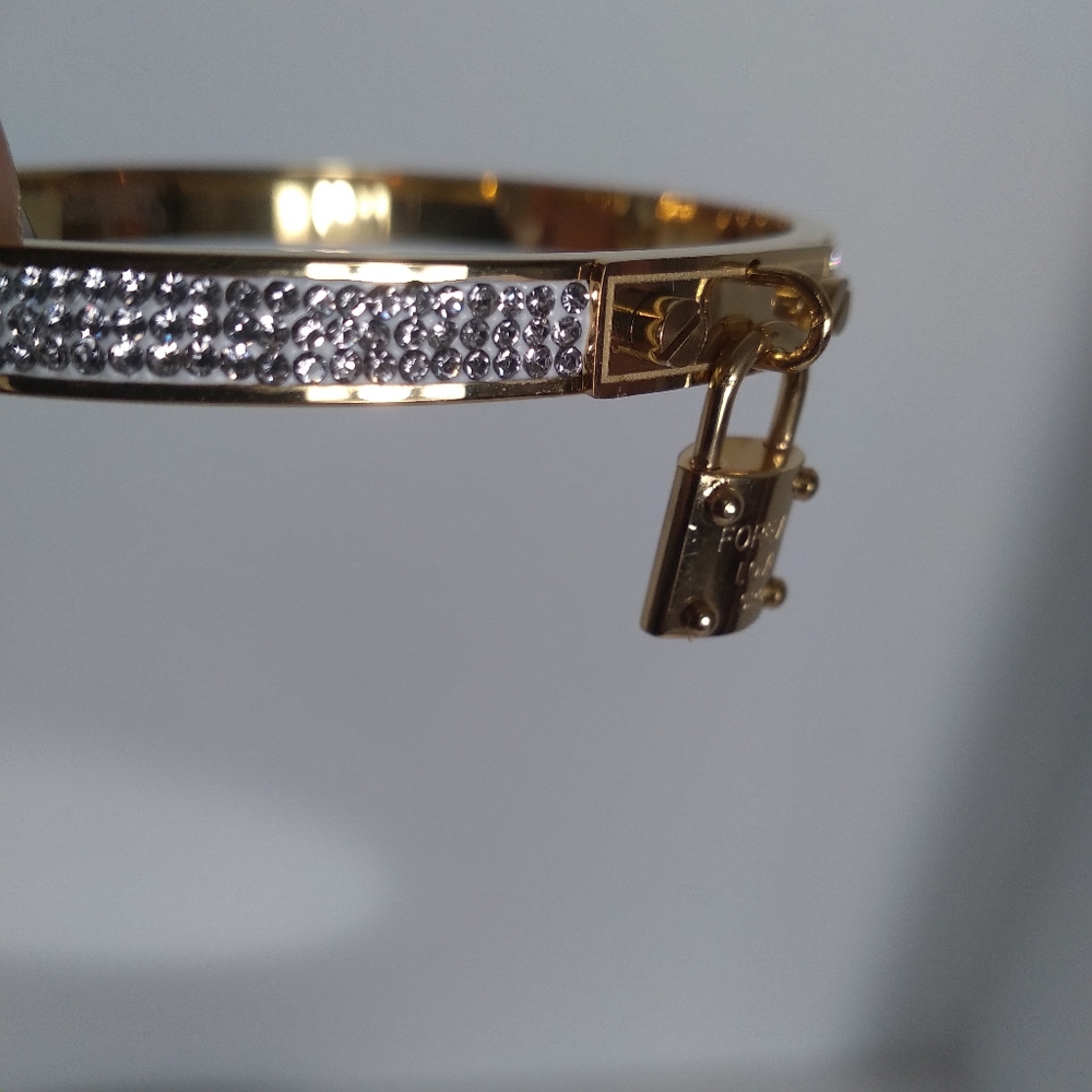 Gold Lock Charm Bracelet With 14K Plate Lock Charm Ring Set - Picture 5 of 8